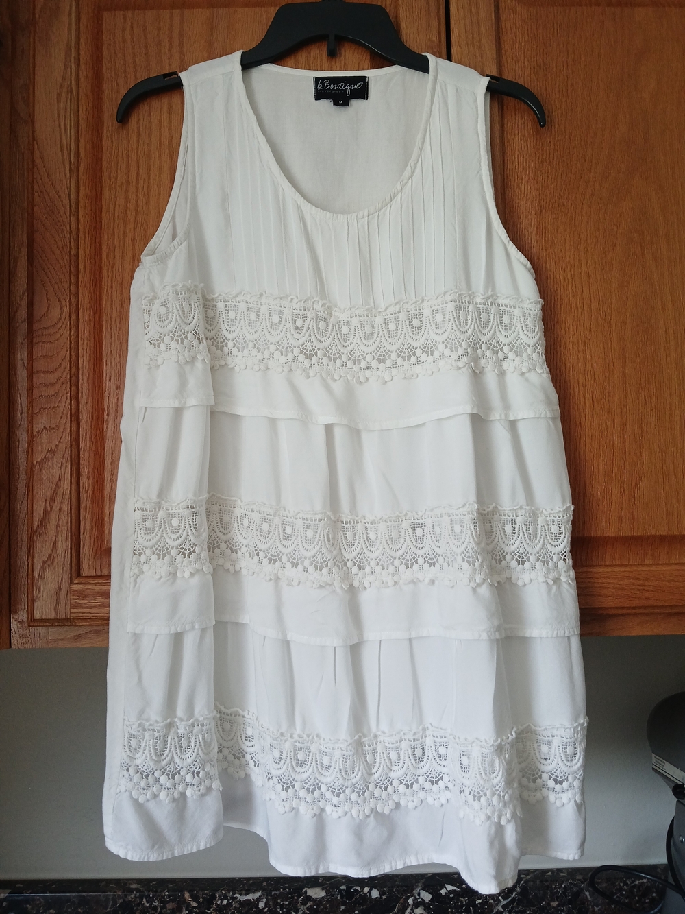White Lace Tiered Mini Dress